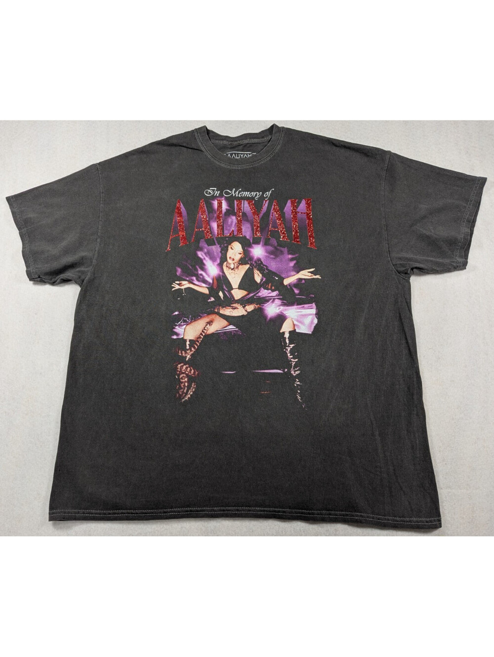 Aaliyah - In Memory Of Tour - Black Cotton - Men's or Women's T-Shirt - Size: 1x - Picture 1 of 9